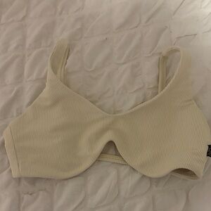 Elegant Cream Ribbed Bralette